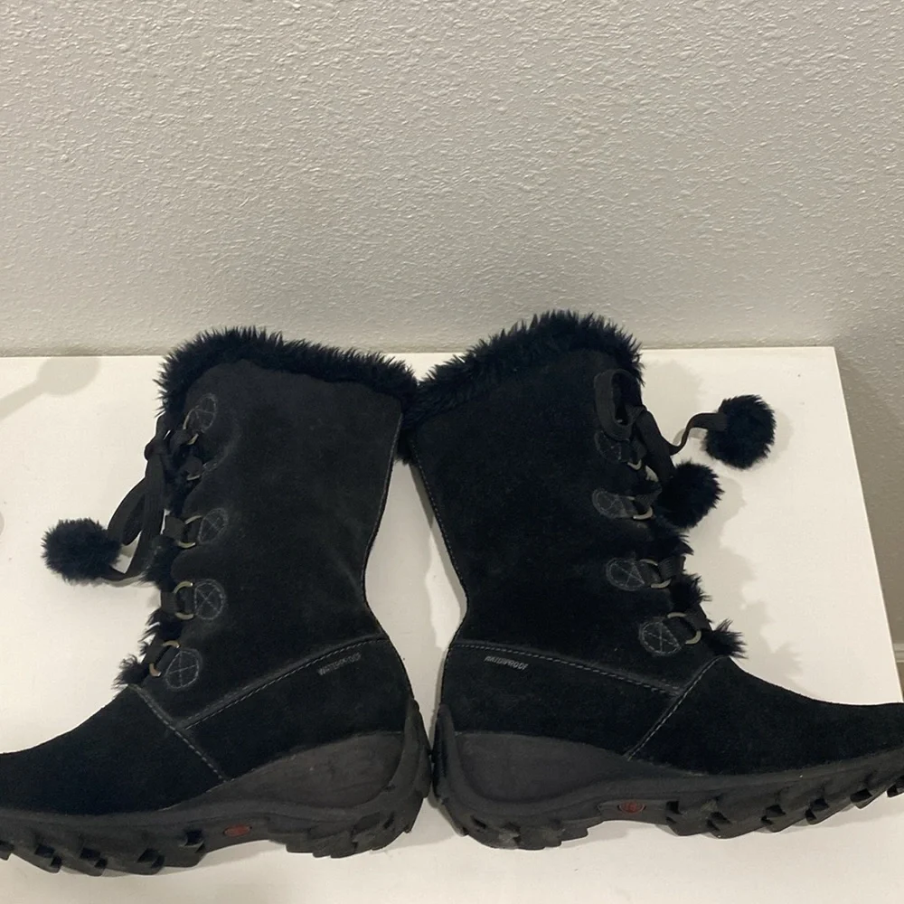 SPORTO WATERPROOF BLACK SUEDE FAUX FUR CUFF WINTER SNOW BOOTS~ Size 8.5 - Picture 8 of 16